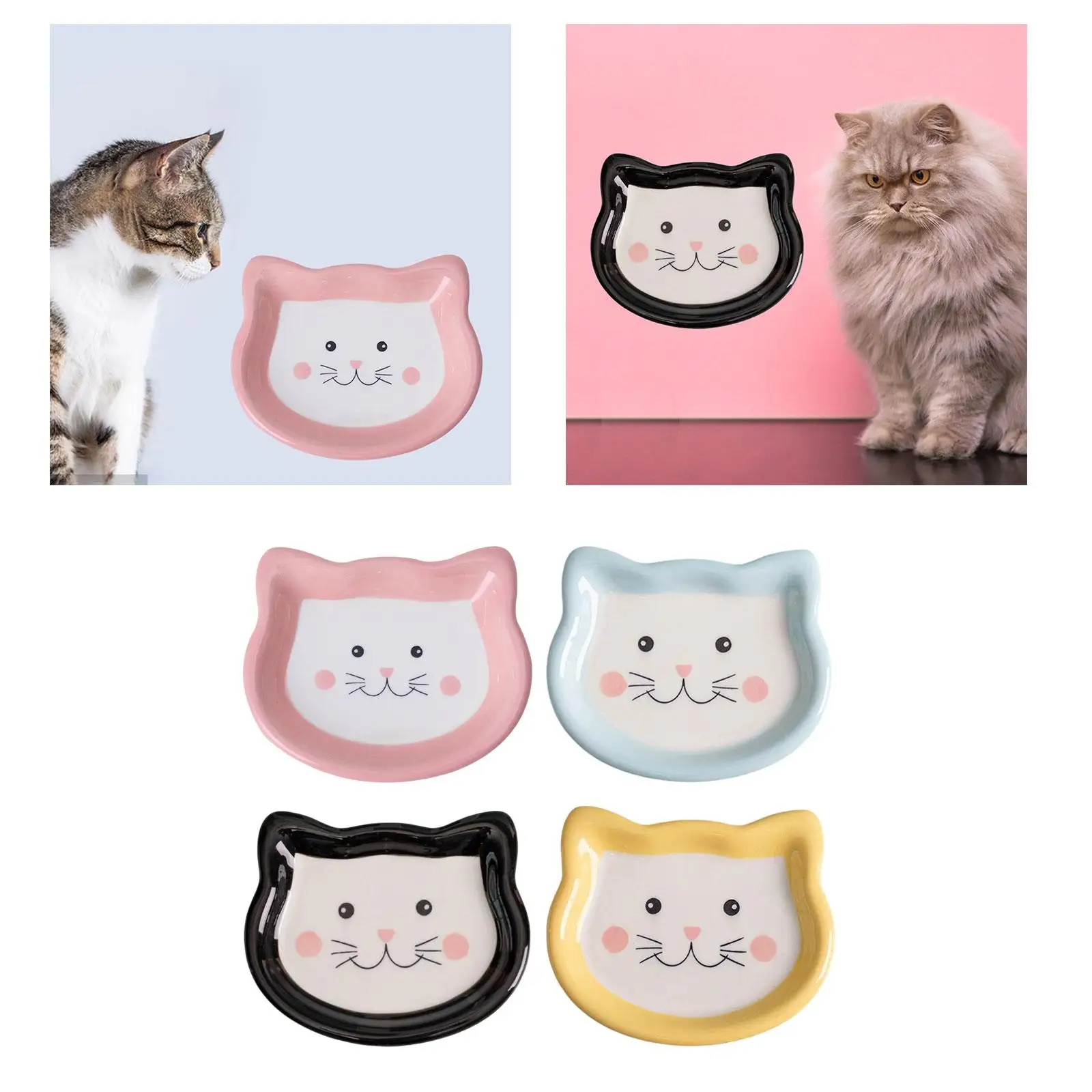 Cartoon Cat Bowl Small Non Skid Saucer Shape Feeder Bowls Plate Ceramics for