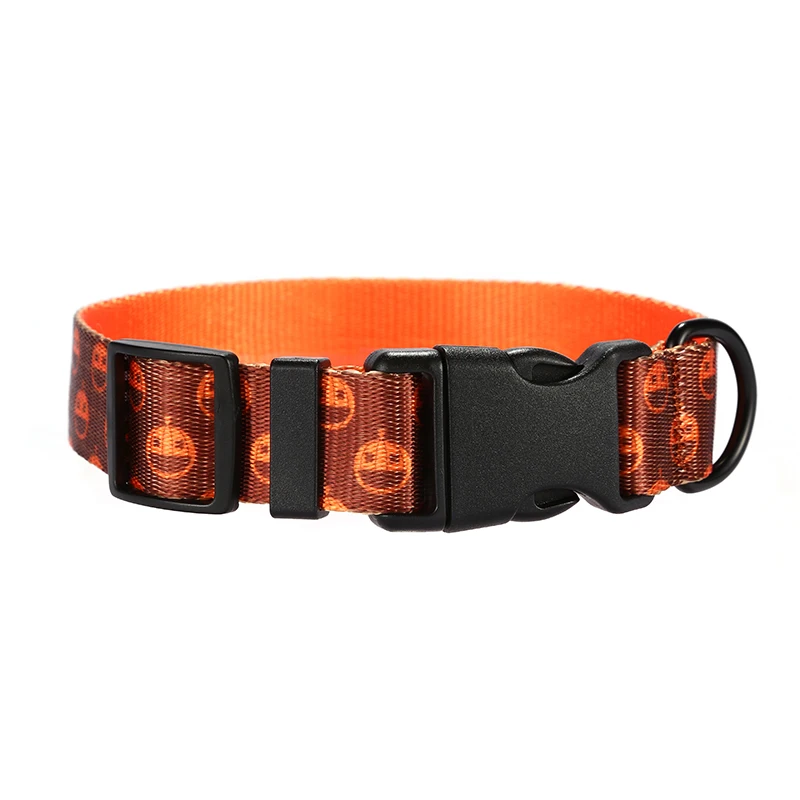Collar de perro PLATTCO con estampado de nailon, collar de perro ajustable BROWNE PUMKIN para caminar, todo tipo de productos para perros, 5 tamaños PDC338 - imagen 5