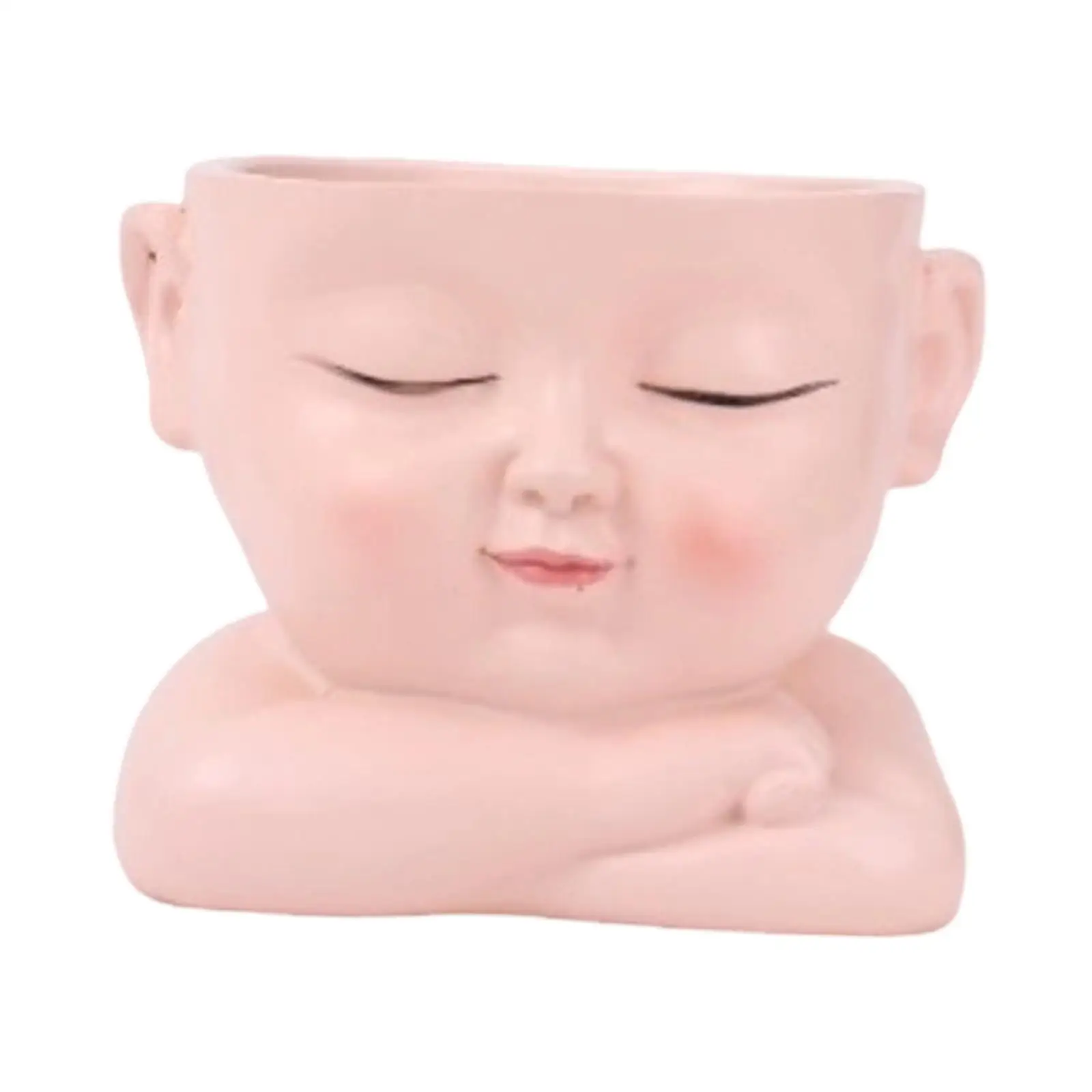 Resin Flower Pot Face Sculpture Indoor Decorative Planter Cute Flowerpot Container for Home Office Bedroom Garden