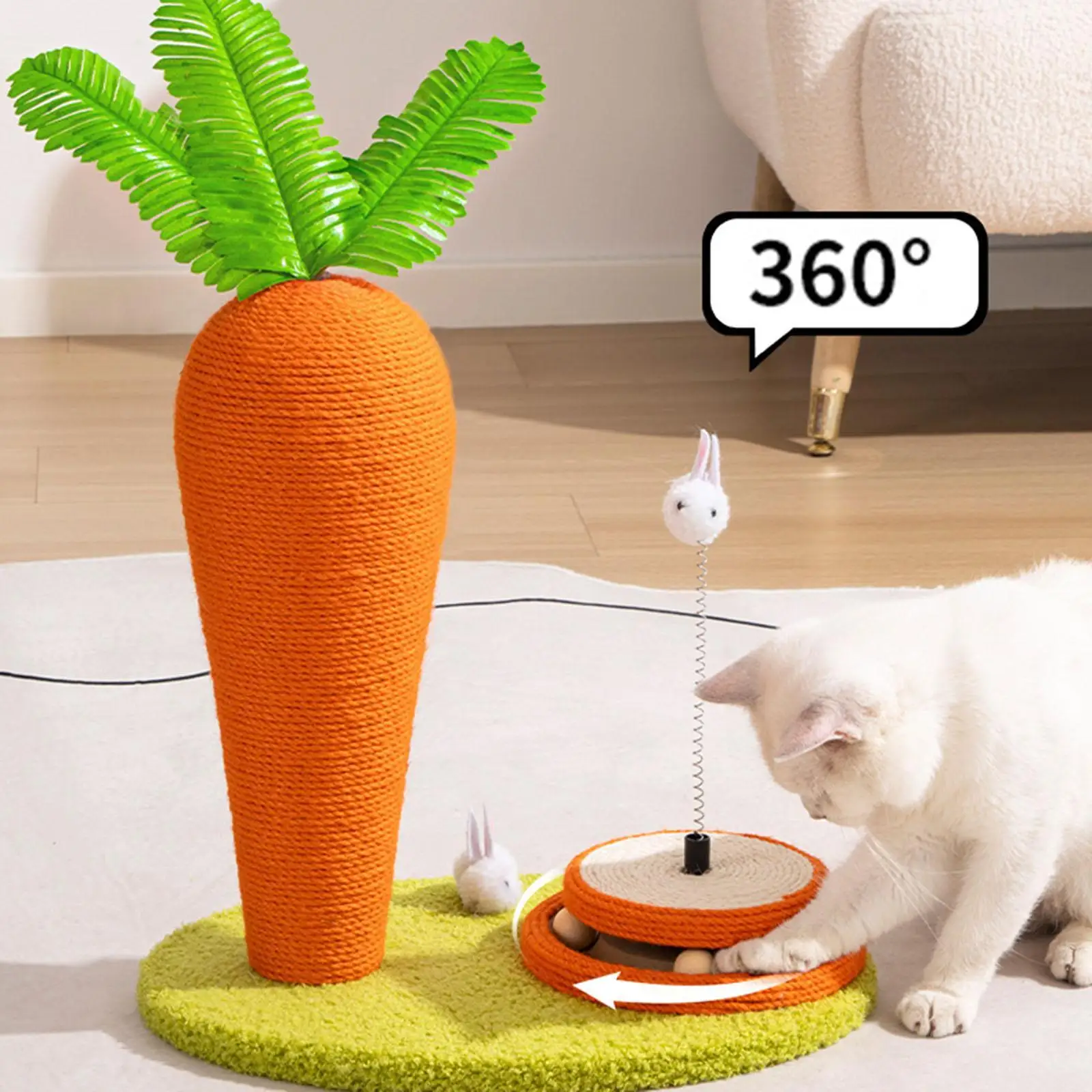 Cat Scratch Post Toy Carrot Shape Cat Scratcher Post for Exercise Playing