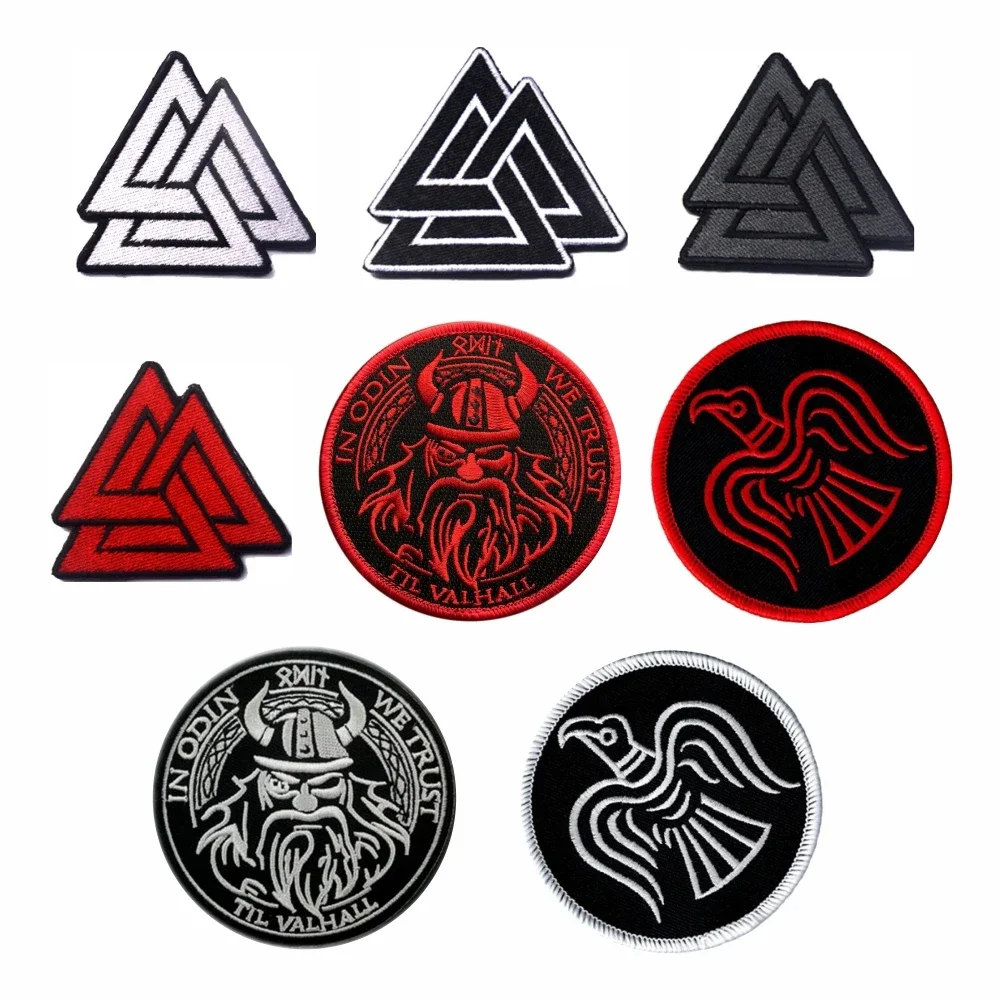 Parche bordado con símbolo vikingo, insignia para brazalete, apliques, adorno, parches bordados tácticos militares