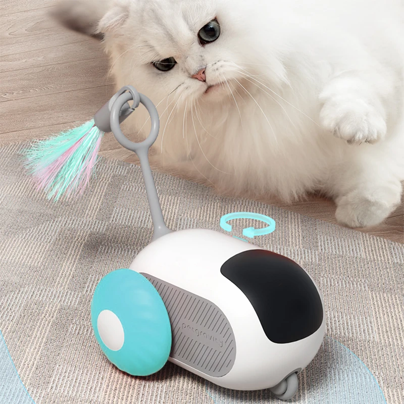 Coche deportivo inteligente con Control remoto para gatos, juguetes eléctricos para gatos, entretenimiento divertido, ratones para mascotas, plumas interactivas, palos para gatos, juguete para gatitos - imagen 5