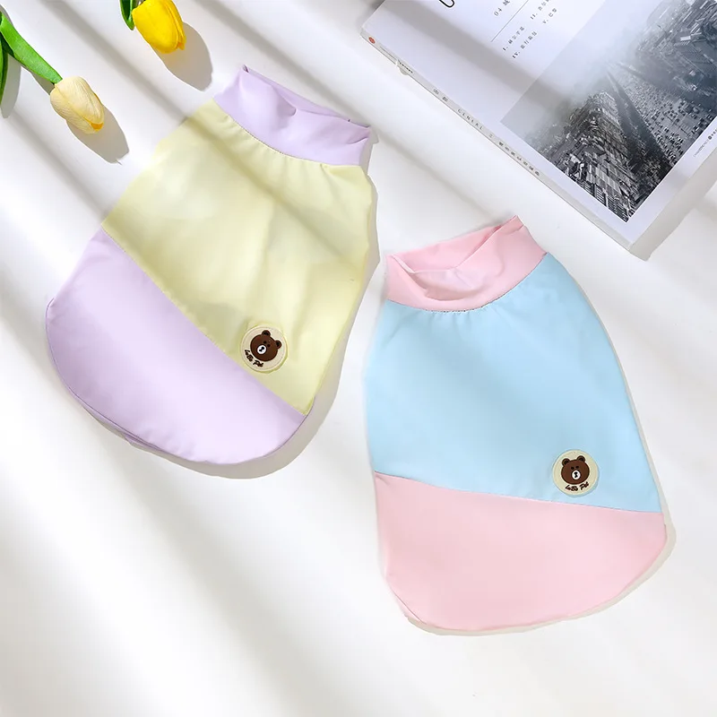 Chaleco de retazos de Color contrastante fino de primavera para mascotas, ropa para perros pequeños, sensación fresca, ropa de protección solar refrescante