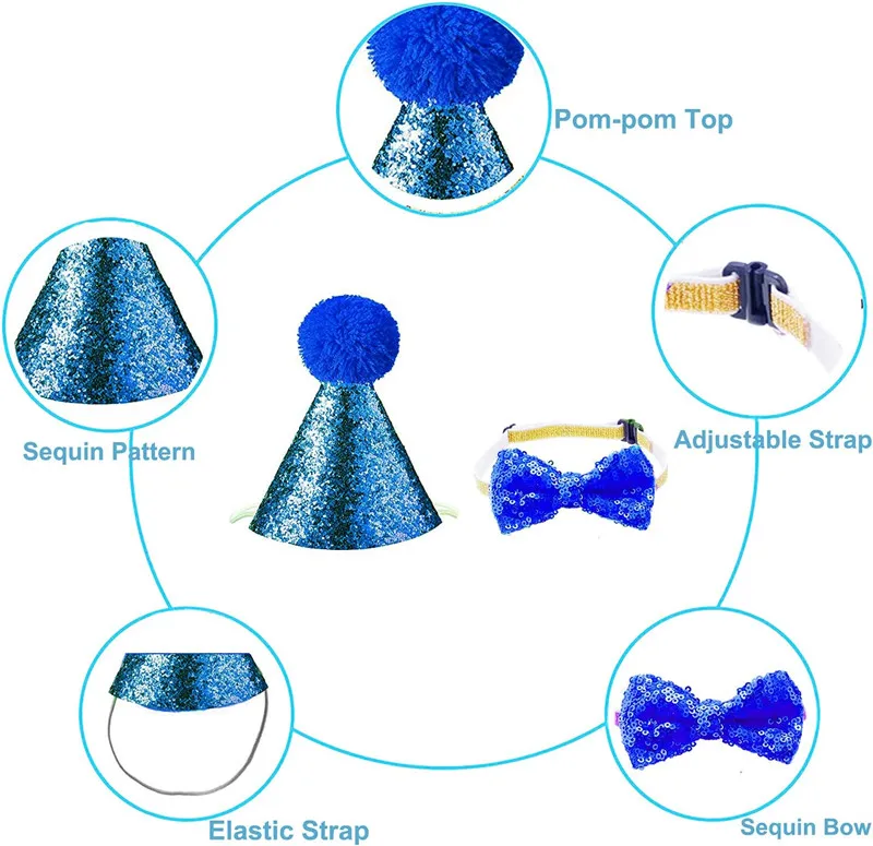 Detalle del lazo y lentejuelas del gorro