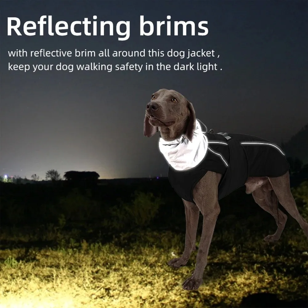 Primavera nueva chaqueta gruesa y cálida para perros, chaleco reflectante de seguridad, chaqueta impermeable para mascotas, ropa térmica de algodón para entrenamiento de perros - imagen 4