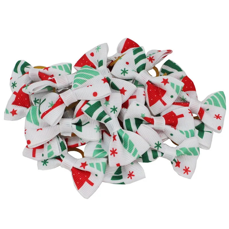 Lazos navideños para perros, bandas de goma de 20 piezas para el pelo, bonitos productos hechos a mano, suministros para fiestas y vacaciones, accesorios para mascotas - imagen 5