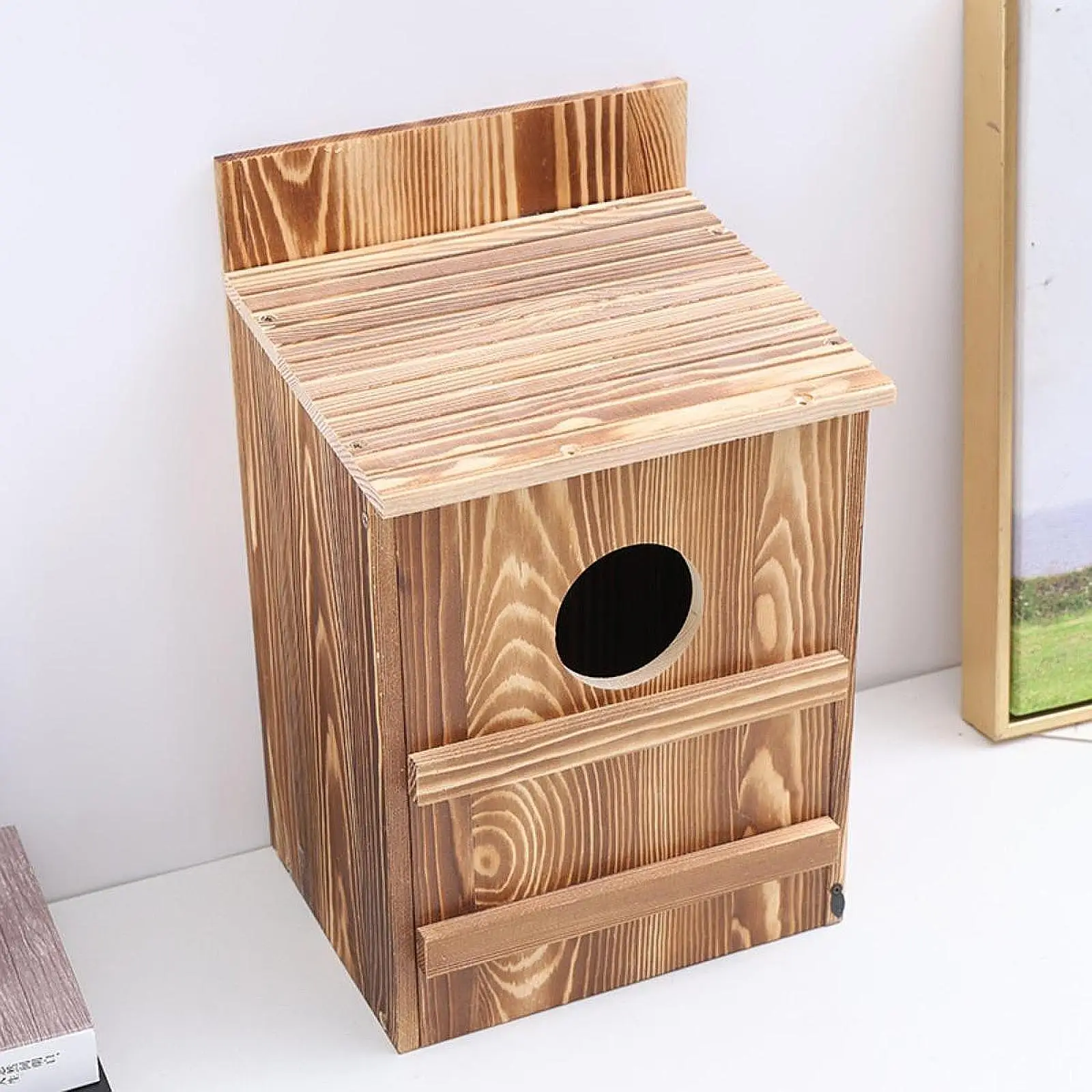 Bird House, Owl , Easy Assembly, Decorative ,Outdoor Bird Box Wood Birdhouse for Balcony Hummingbird Patio