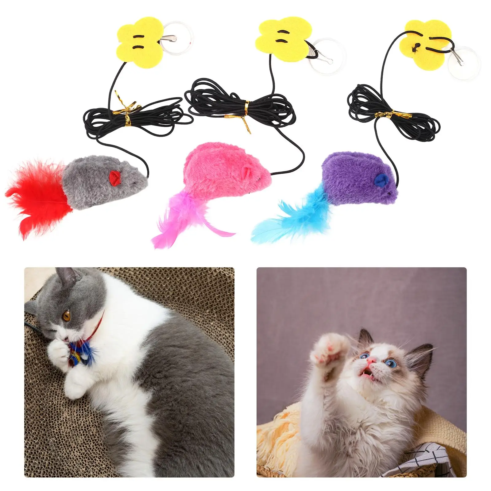Door Hanging Mouse Cat Toy Teaser Toys Interactive Toy for Kitty Play