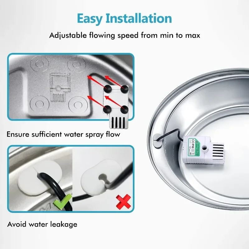 Bomba de agua de repuesto para fuente de agua para mascotas, Compatible con todas las fuentes ORSDA de acero inoxidable para perros y gatos - imagen 5