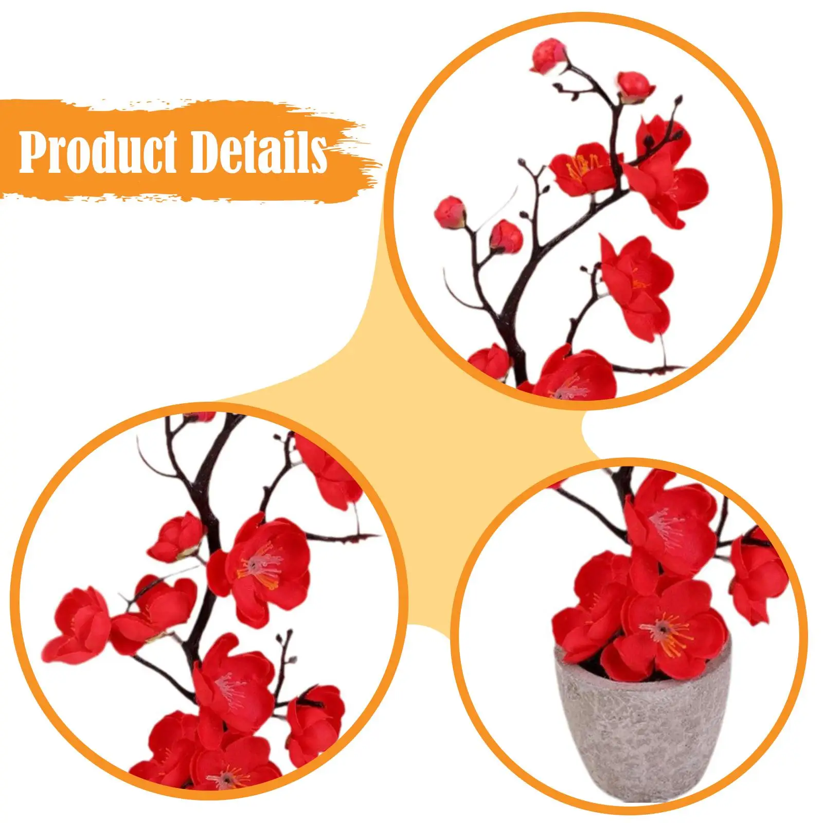 Artificial Potted Flower, Artificial Bonsai Flower, Versatile Use, for Indoor Plants, Garden, Office Decoration Or