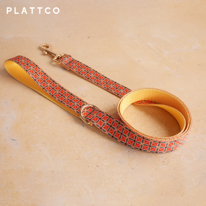 PLATTCO-Conjunto de perro con diseño único, estampado de patrón de otoño dorado con hebilla de aleación de zinc de color claro de alta calidad, 5 tamaños, PDC304G y PDL3 - imagen 4