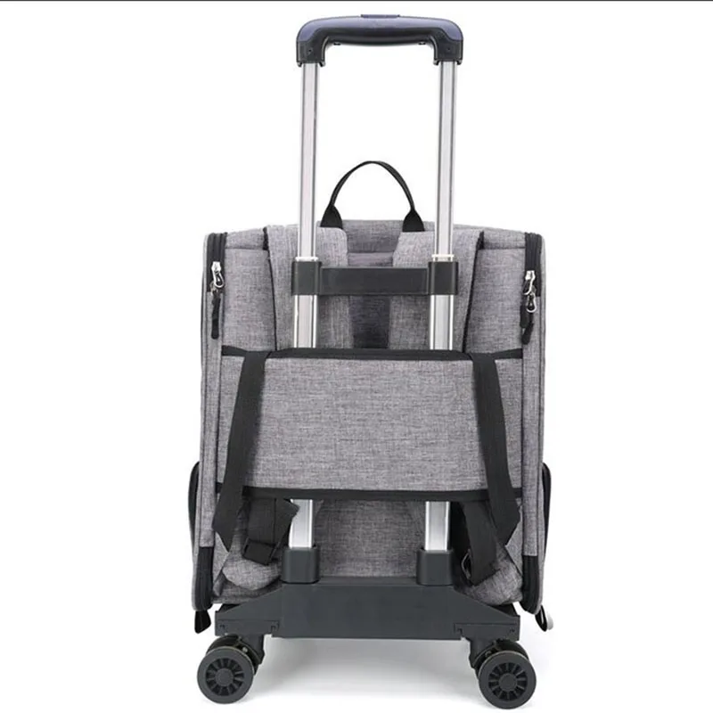 Bolsa plegable de gran capacidad para mascotas, maleta con ruedas para gatos y perros, mochila para exteriores, mochila portátil para gatos, accesorios para mascotas - imagen 2