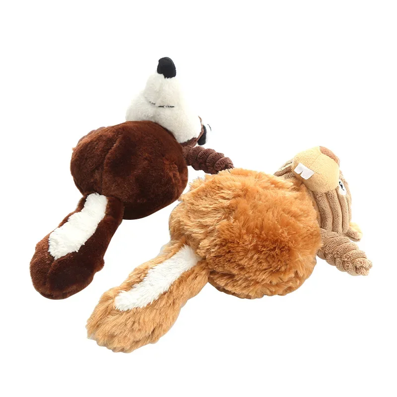 Juguete para perros con forma de Animal, juguetes de peluche con sonido, ardilla, zorro, juguete interactivo de peluche, juguetes para perros no tóxicos, accesorios interactivos para perros - imagen 4