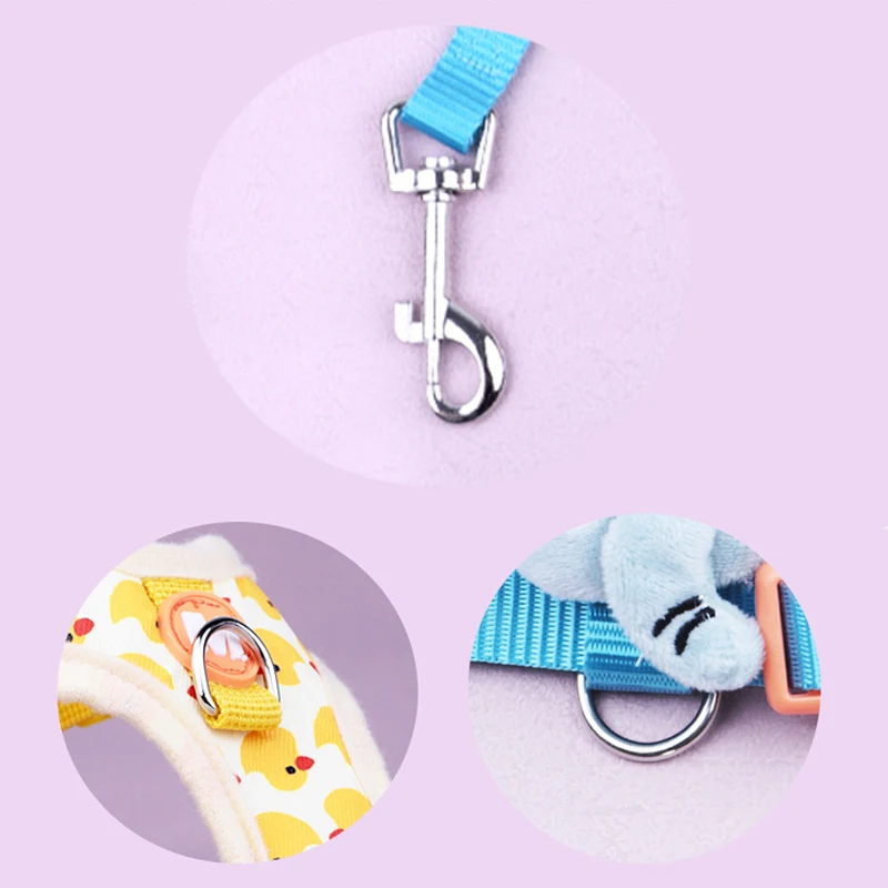 Perros y gatos, lindo pecho de tracción de dibujos animados y espalda, transpirable y cómodo para caminar con mascotas, correa de tracción, suministros para mascotas - imagen 2