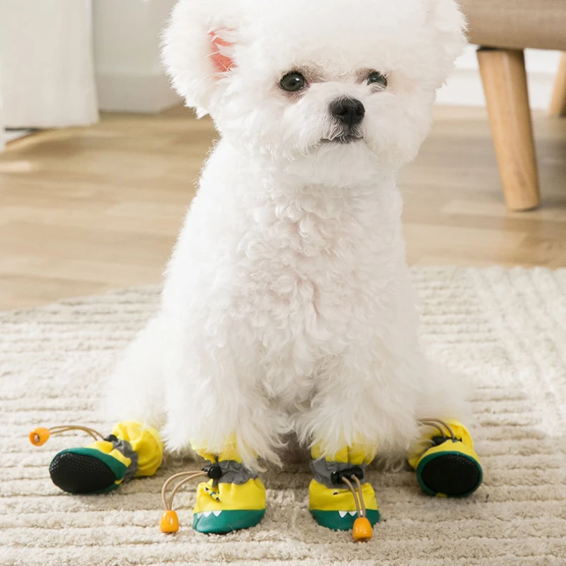 Gatito Otoño e Invierno zapatos de suela blanda salir para evitar caídas Teddy mascota cachorro pequeño cubierta de pie zapatos de cocodrilo de cuatro estaciones - imagen 4