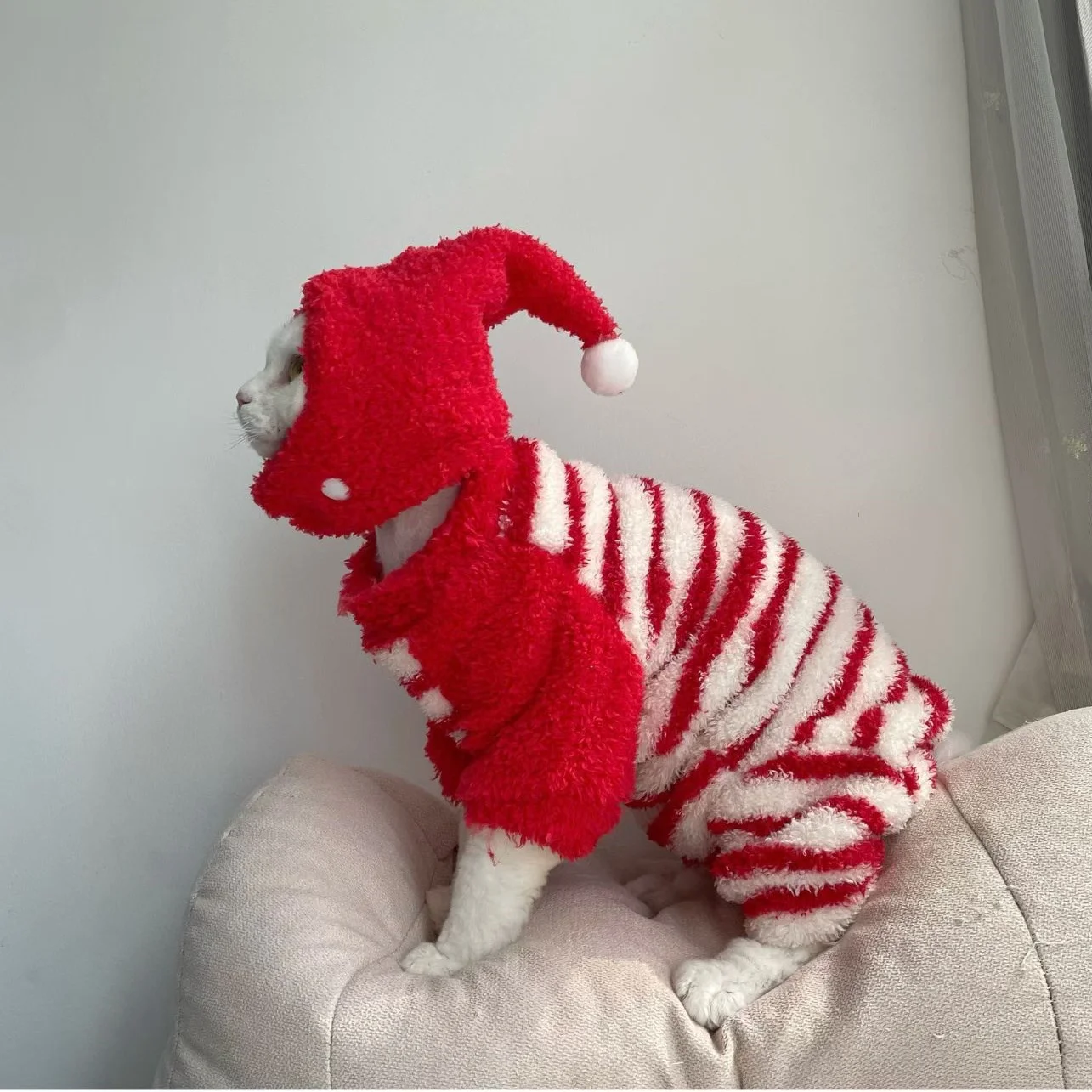 Suéter de felpa cálido para gatos Devon Rex y Sphynx con gorro - imagen 3