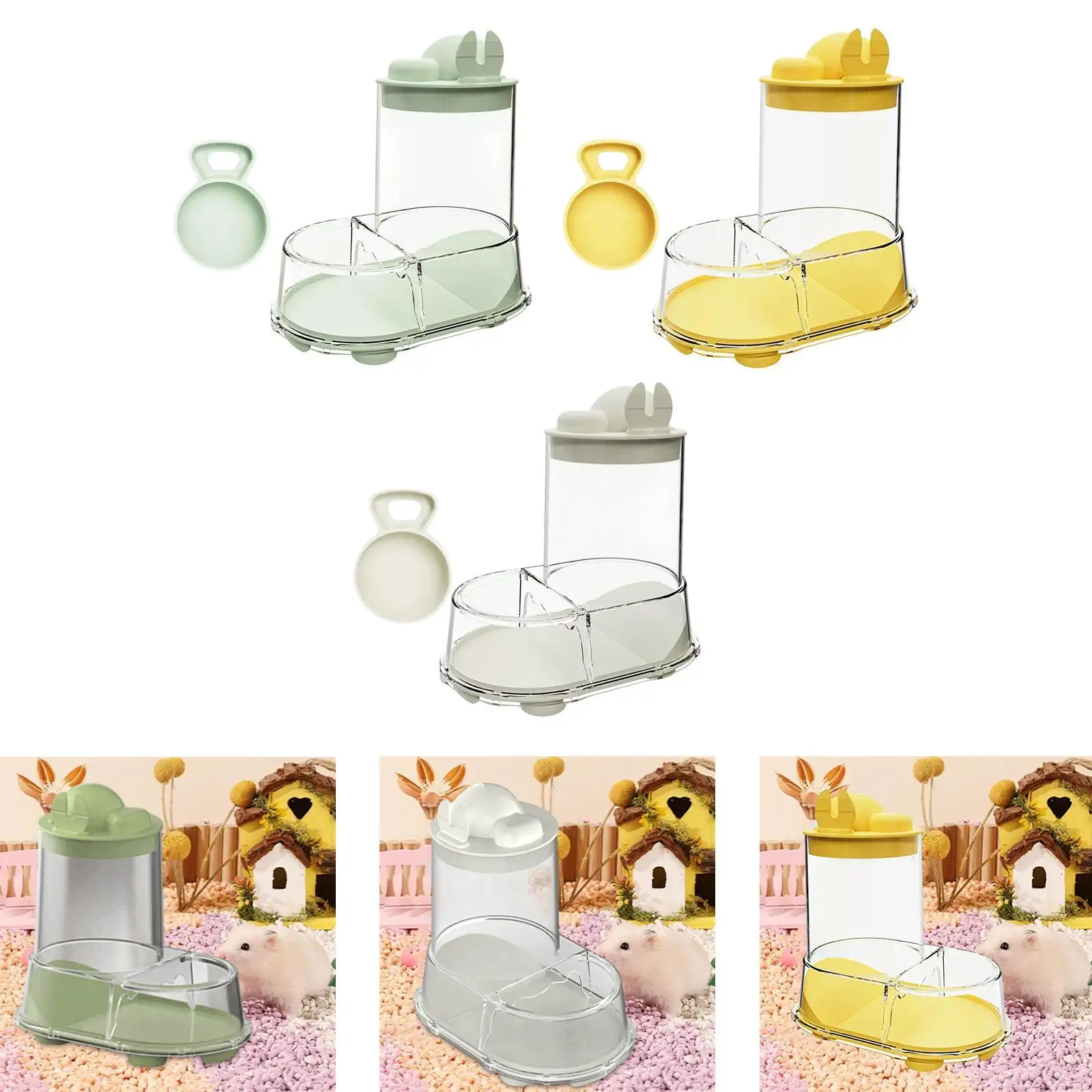 Automatic Hamster Feeder Feeding Station Large Capacity Auto Dispenser Feeding Bowl for Little Animals Dwarf Chinchillas Mice