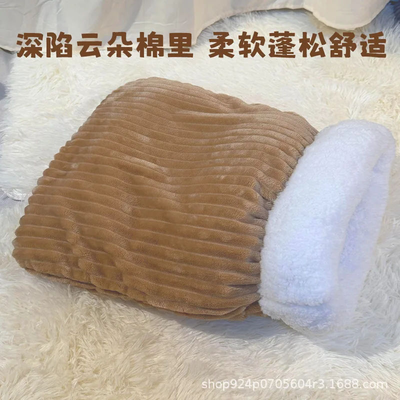 Saco de dormir semicerrado para gatos, nido grande para mascotas cálido para otoño e invierno, almohadilla para dormir para gatos, productos para mascotas - imagen 5