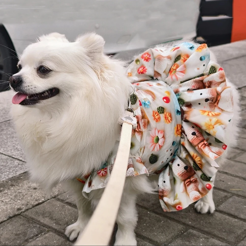 El más nuevo vestido con estampado 3D para cachorros y perros con hebilla, vestidos de verano para mascotas para perros pequeños y medianos, falda de Chihuahua de Pomerania, ropa para mascotas - imagen 5