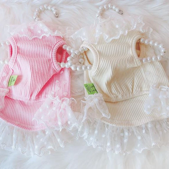 Chaleco de encaje para perro, falda de encaje de hada pequeña, falda de lunares, arnés para perro, ropa de verano, suministros para perro, disfraz - imagen 4