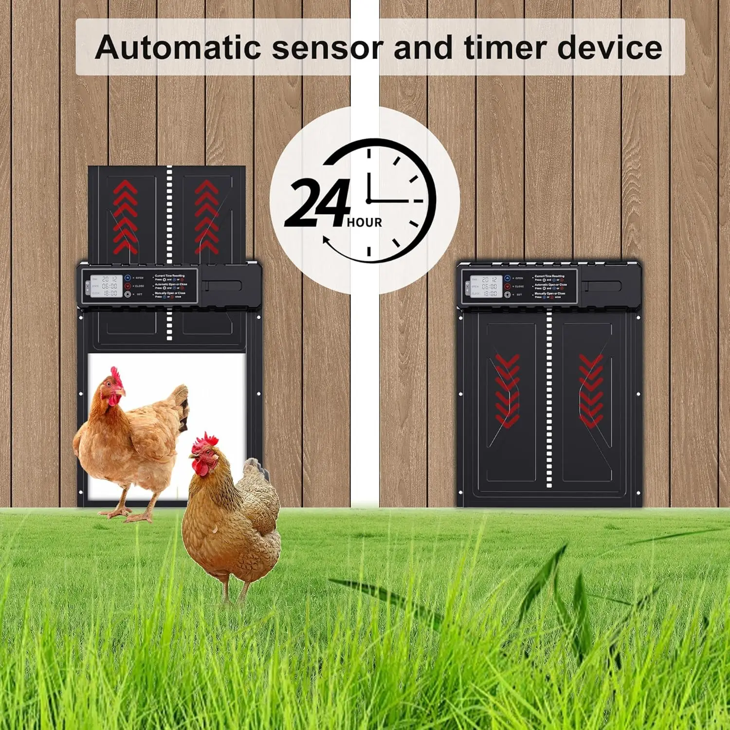 Puerta automática solar para gallinero con sensor de luz y temporizador - imagen 4