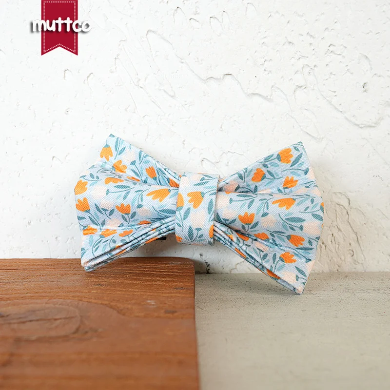MUTTCO venta al por menor grabado hermoso diseño de patrón de flores hecho a mano claro cielo LILAC collar diseño único collar de gato 2 tamaños UCC152 - imagen 5