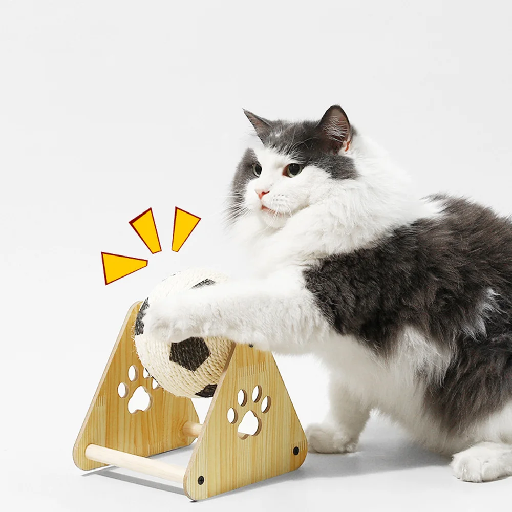 Rascador para gatos con pelota de sisal, árbol para gatos vertical en forma de fútbol, amoladora de garras duradera, autojuego que no se desprende - imagen 4
