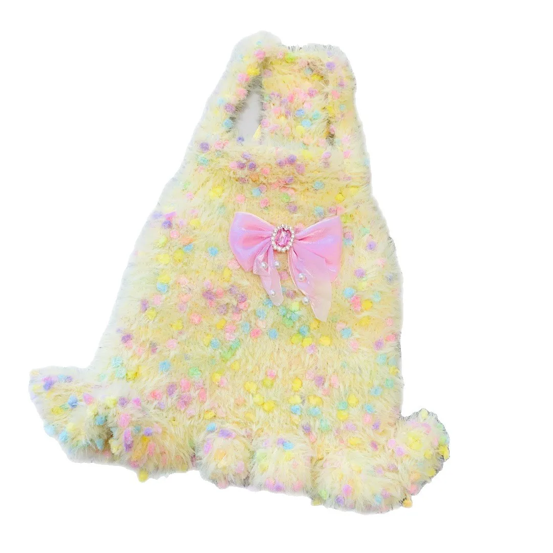 Chaleco tejido de color helado para perros y gatos, vestido con lazo para mascotas de otoño e invierno para perros pequeños (yorkshire/teddy), ropa para cachorros - imagen 5