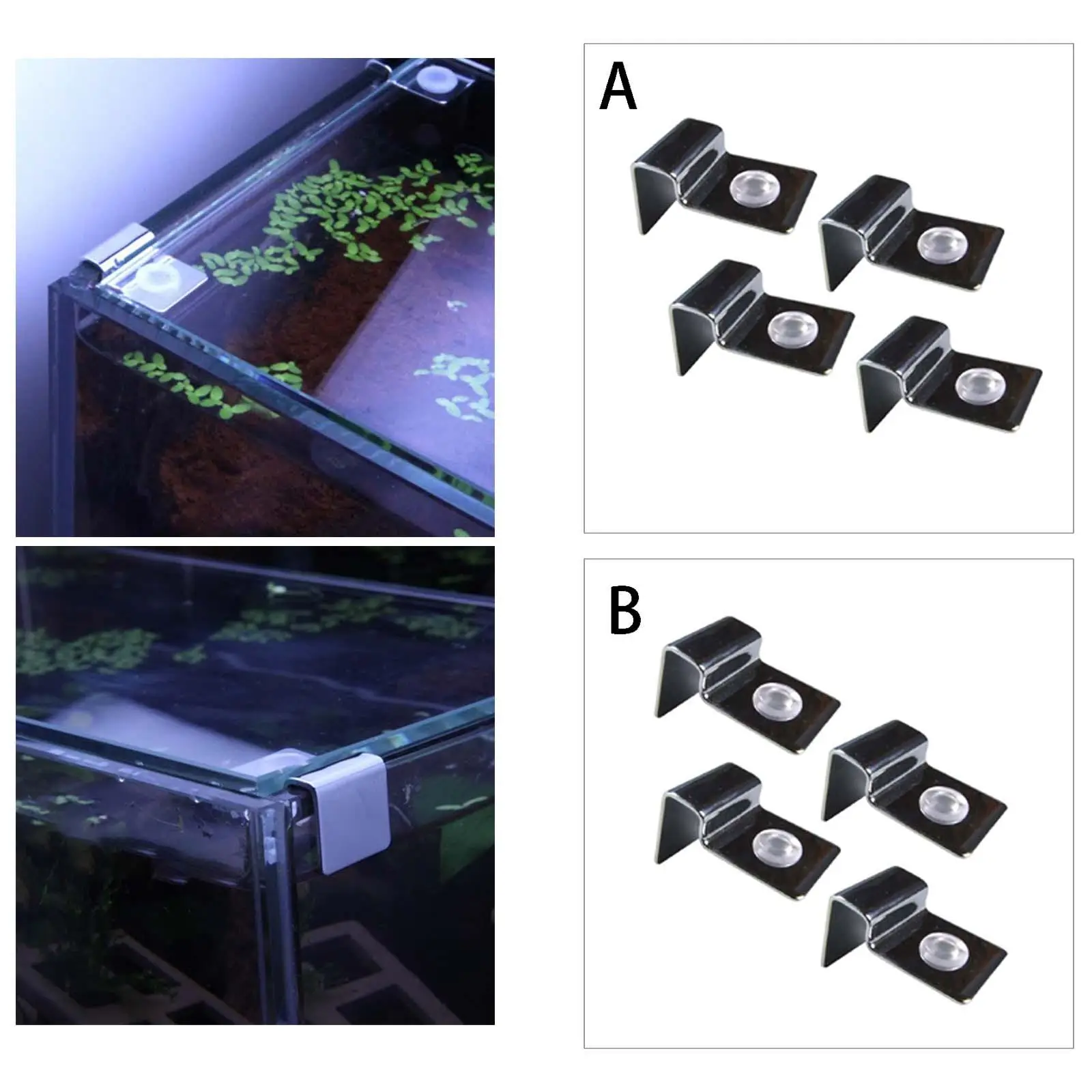 4 Pieces Aquarium Stands Fish Tank Glass Cover Clip Support Holder Stainless Steel Aquarium Glass Cover Lid Bracket Holder