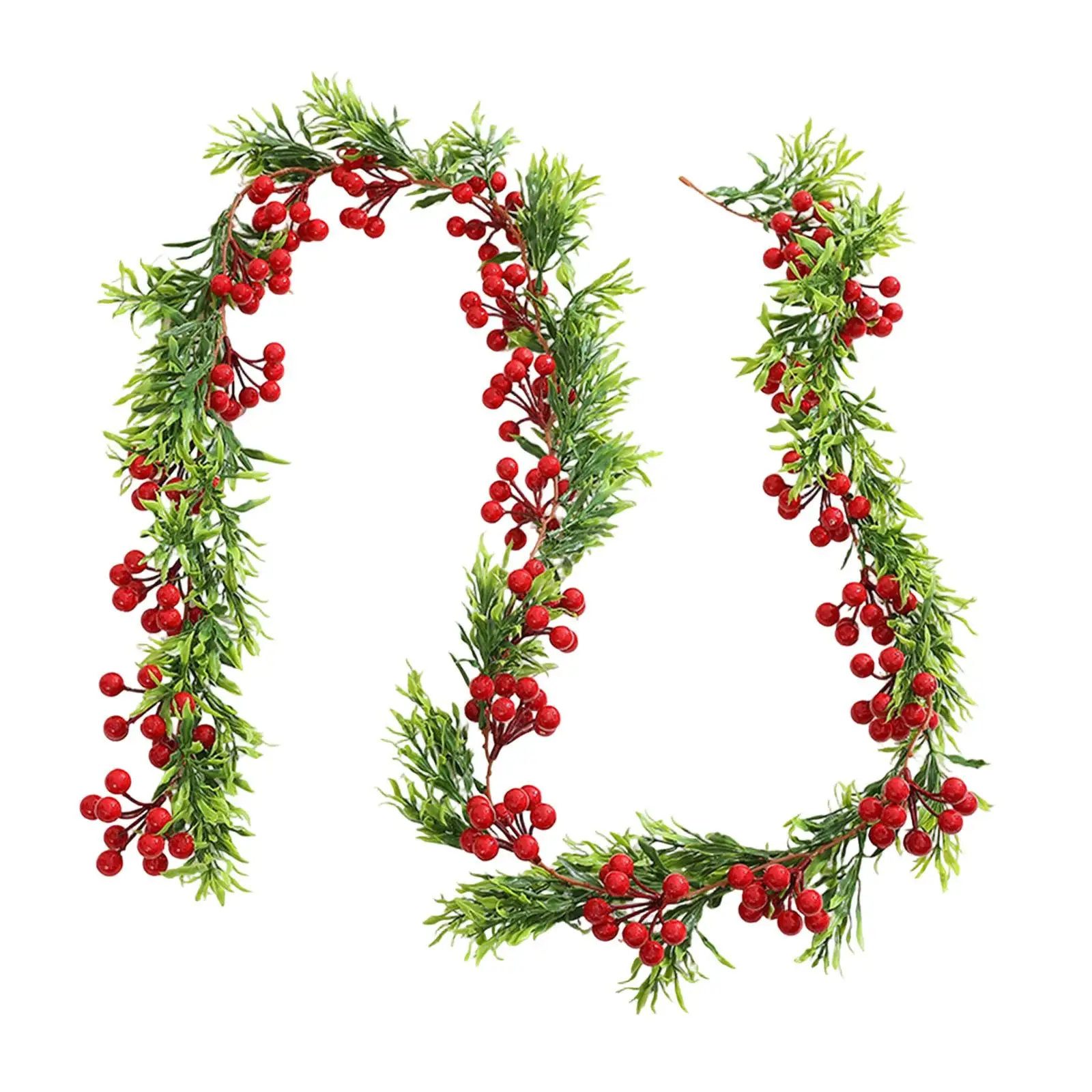 Red Garland Christmas Garland for Decoration Lifelike Front Door Hanging Decor for Garden Porch Party Stairs 6.4ft Long