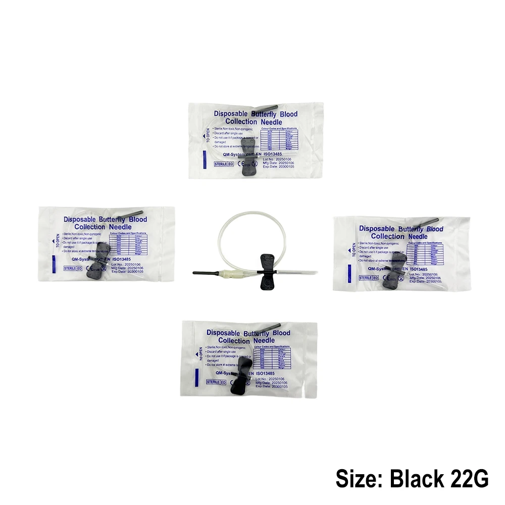 Agujas desechables de recolección de sangre de mariposa de doble ala para gatos, perros, cuidado de animales, habitación de cuidado de mascotas, 50-100 Uds. - imagen 3