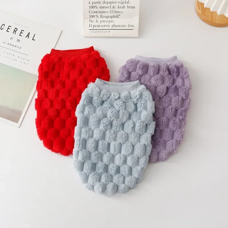 Otoño Invierno cálido chaleco de terciopelo de doble cara ropa para mascotas abrigo de algodón para perros chaleco osos de peluche ropa para gatos Pomerania ropa para gatos - imagen 2