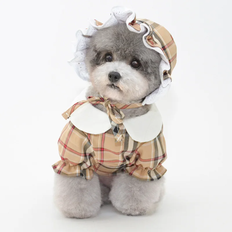 Falda para perro pequeño INS, disfraz de cumpleaños para mascotas, vestido a cuadros amarillo de lujo para perros pequeños y medianos, ropa de peluche de Pomerania y Yorkshire - imagen 3