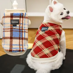 Suéteres de invierno para perros pequeños a cuadros rojos y azules