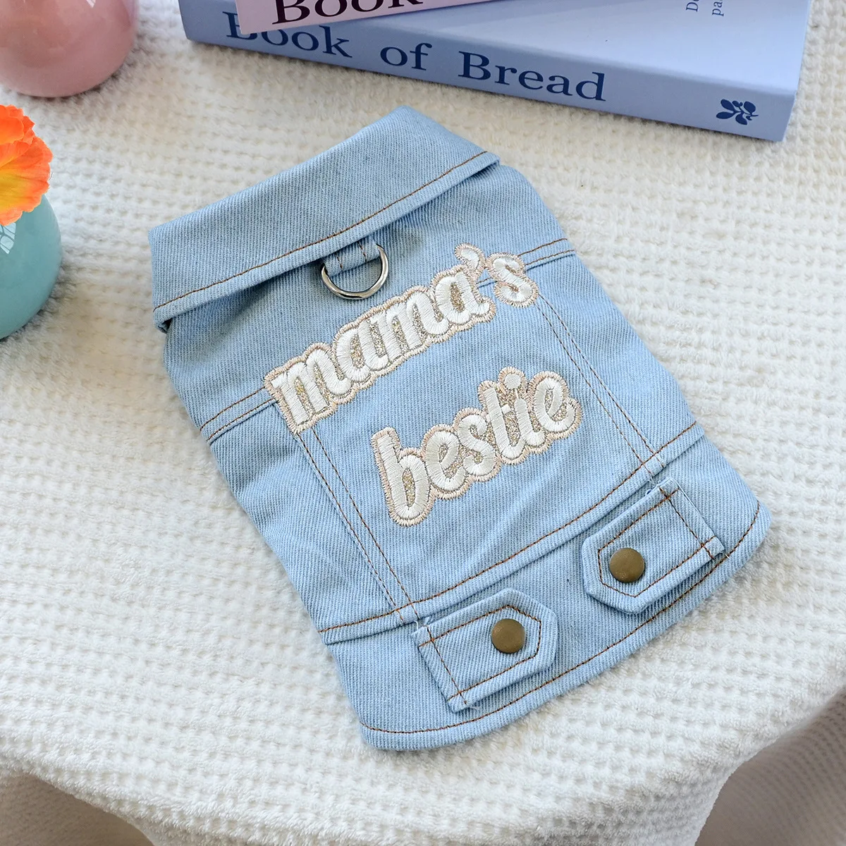 Chaqueta vaquera para cachorros para Chihuahua Yorkie, abrigo ligero ajustable, ropa transpirable para perros con cierre a presión - imagen 5