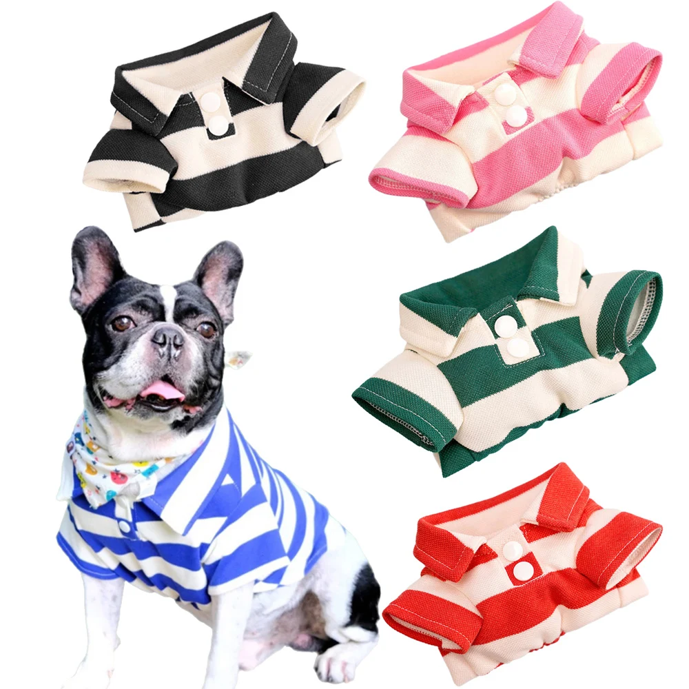 Camiseta clásica a rayas para perro, ropa de cuello alto para perros pequeños, gatos, Bulldog Francés, Schnauzer, Pug, cachorro