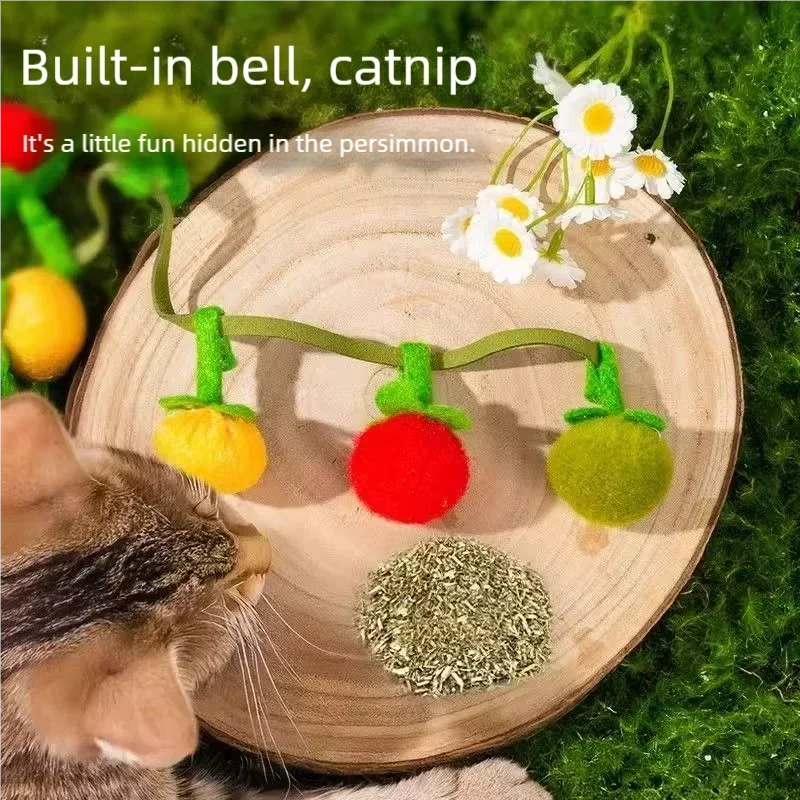 Juguete de cuerda duradero para gatos con tomate, juguete interactivo para juego autónomo, alivio del aburrimiento, suministros esenciales para mascotas - imagen 3