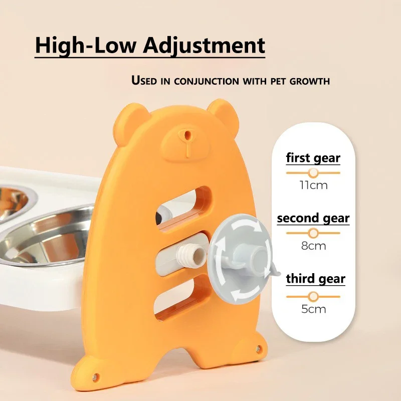 Cuenco doble para mascotas con ajuste de altura, protege el cuello, suministros para mascotas, 15 °   Cuenco inclinado para gatos - imagen 2