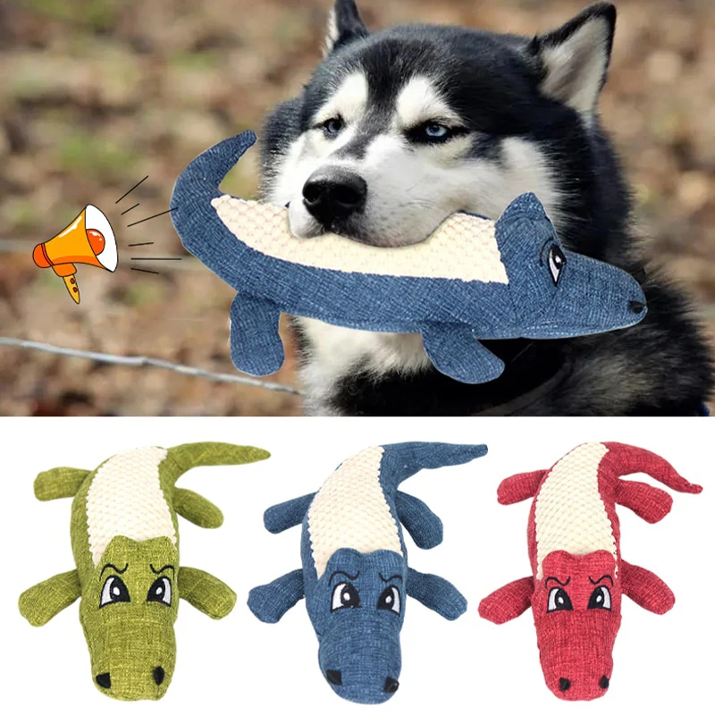 Juguete masticable para perro cocodrilo interactivo sonoro morder - imagen 4