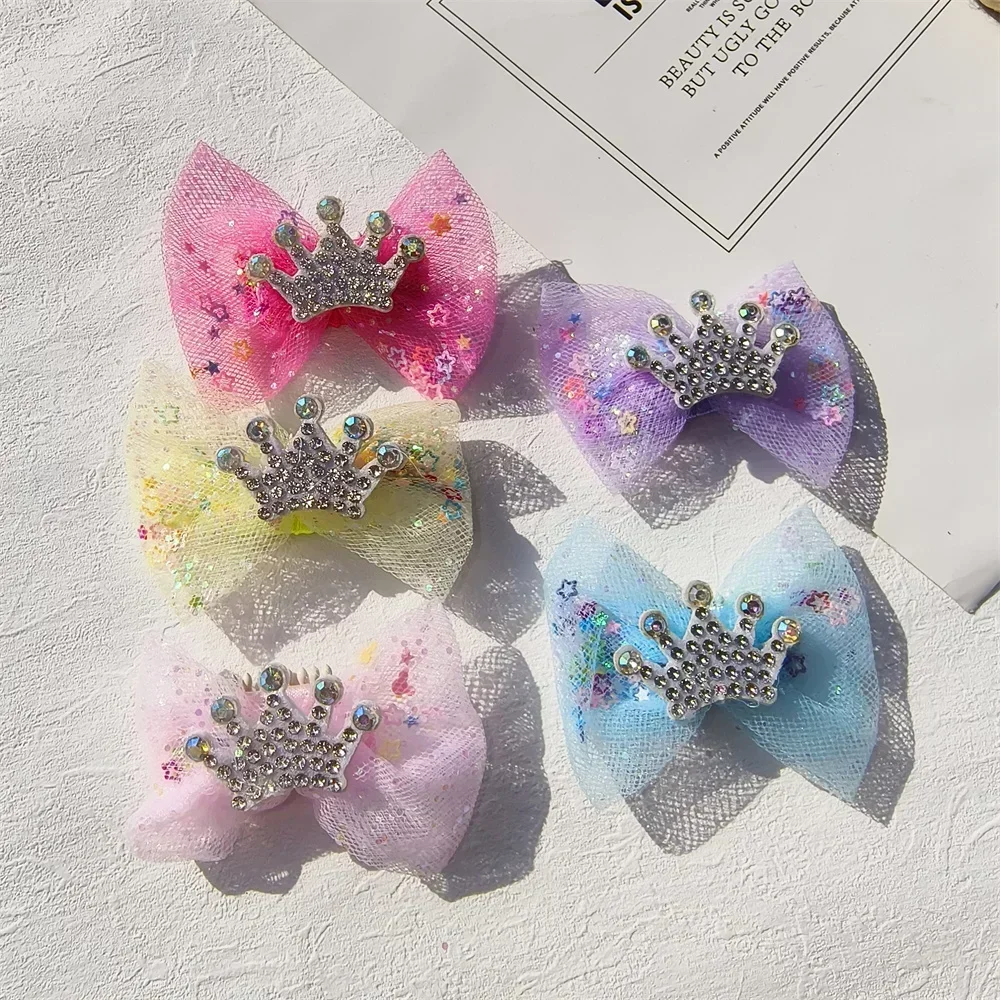 Suministros bonitos para mascotas, lazos ostentosos, corona, horquilla para mascotas, accesorios para el cabello hechos a mano, Clip de aleación para perros y gatos, accesorios de aseo para perros - imagen 3