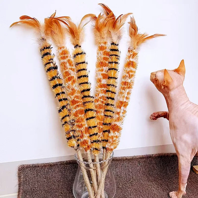 Juguete para gatos con plumas, palos de rompecabezas para gatos, juguetes interactivos de lana para gatos, cuerda resistente a mordeduras, juguetes para gatos con campana, productos para mascotas - imagen 3