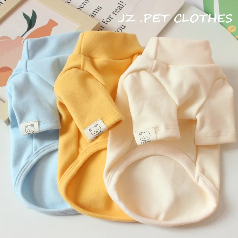 Camisa con Base de felpa para mascotas, camiseta de Color sólido para mascotas, perro de peluche tailandés, gato, ropa bonita y cálida para cachorros pequeños, otoño e invierno - imagen 2