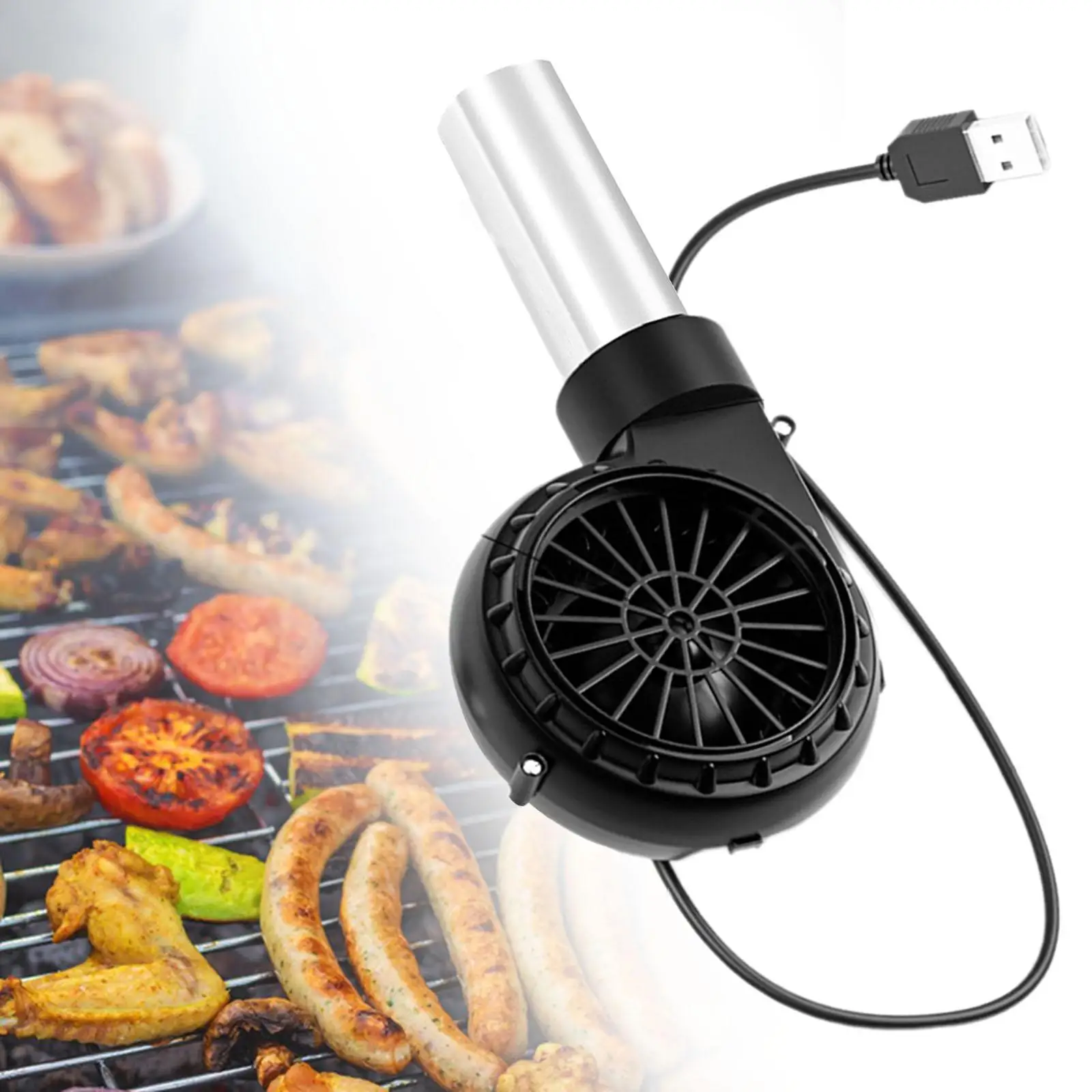 BBQ Fan BBQ Air Blower USB Powered Multipurpose BBQ Blower Fan Electric Bellows for Camping Outdoor Hiking Picnic Grill