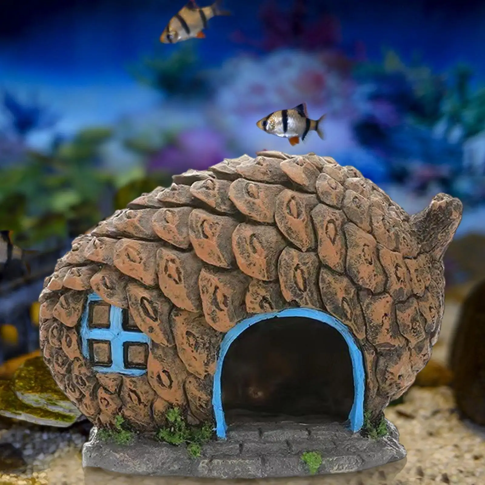 Fishbowl Tank Ornaments Reptile Box Hideaway Caves Hideout House for Hamster Breeding