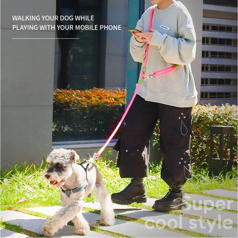 Correa para perro, correa para perros manos libres, correas dobles ajustables para caminar sobre perros, correas reflectantes para perros, accesorios para mascotas - imagen 3