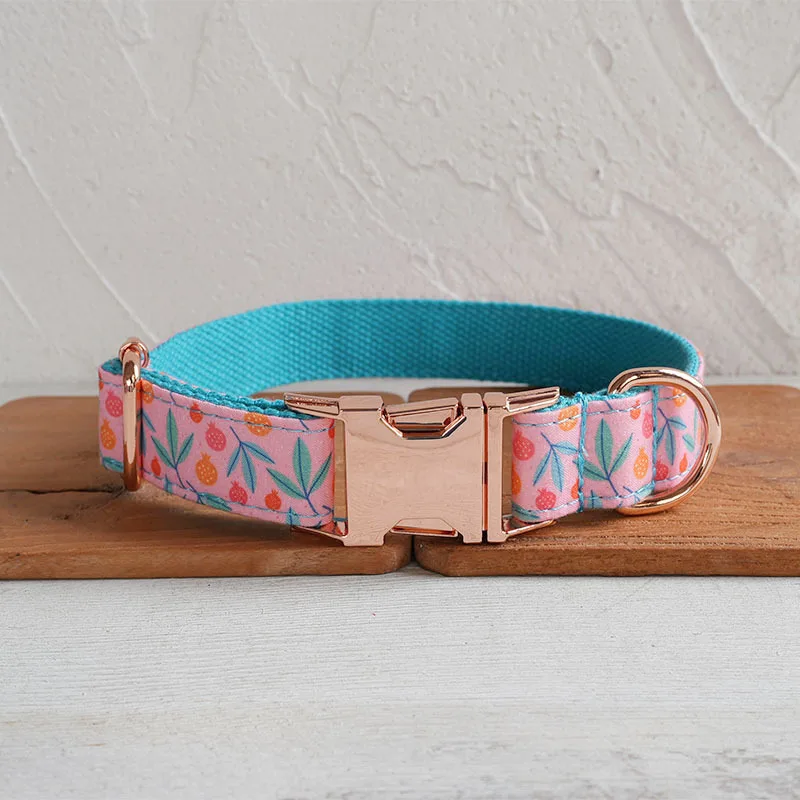 Collar de perro personalizado con grabado gratuito, correa para mascotas a juego, hebilla de Metal de contactos personalizados, Collar de huerto de Granada - imagen 2