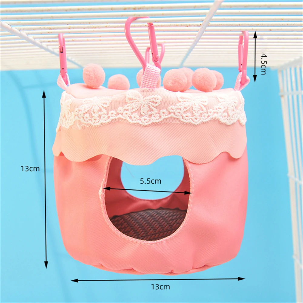 Cama Columpio de pájaro en forma de pastel, cama de Animal pequeño para dormir, jaula colgante de ardilla transpirable, fácil de limpiar, nido de loros, escondite - imagen 3