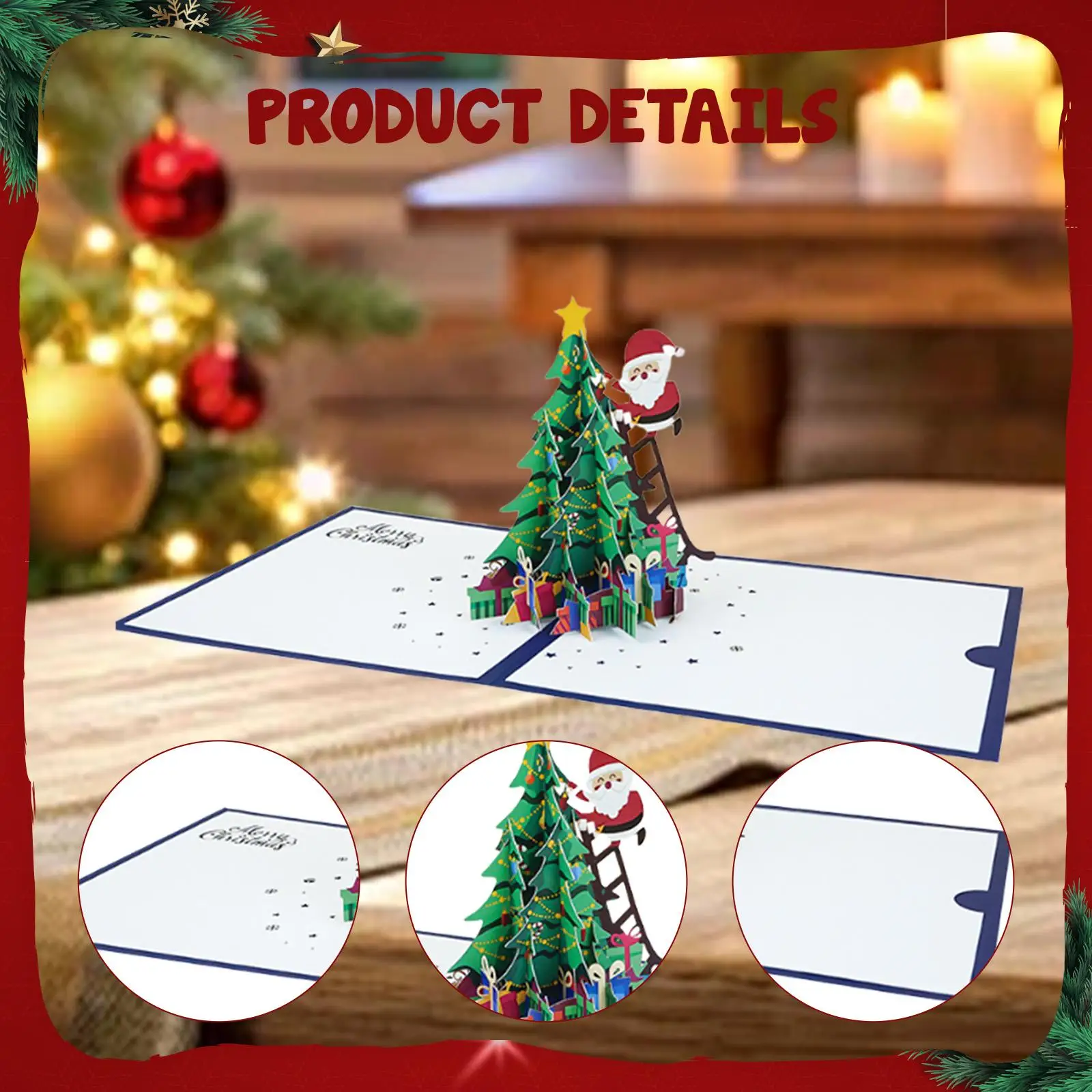 Tarjeta navideña Feliz Navidad Delicada para ella y él Tarjeta de felicitación navideña 3D