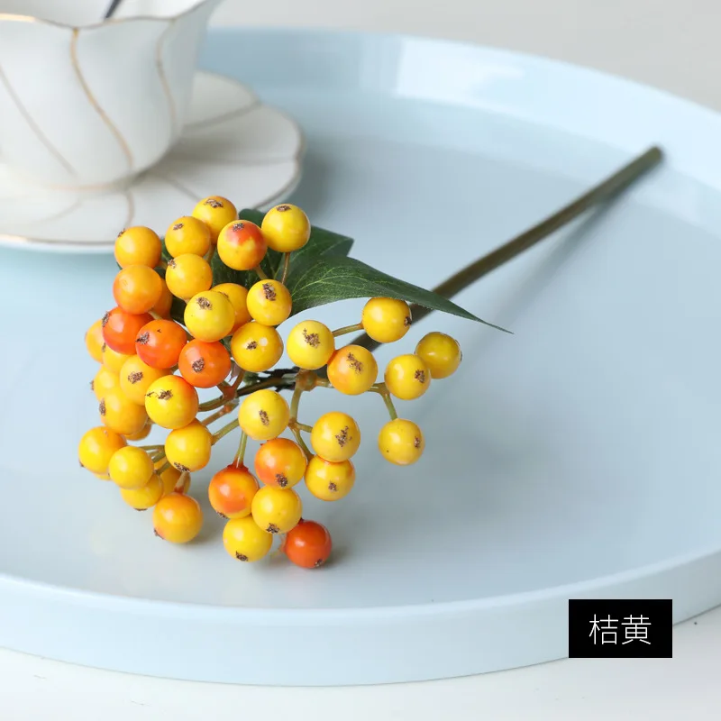 1 unidad de flores artificiales de espuma de frijol verde y baya, 29CM, decoración del hogar, pequeñas flores falsas, accesorios de decoración de ramas de frutas, planta de imitación - imagen 4