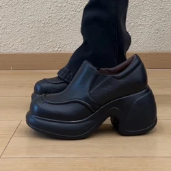 Mocasines de tacón alto para mujer, zapatos informales con plataforma Mary Jane, zapatos de tacón de vestir de lujo para otoño, nueva moda